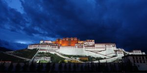 Der Potala Palast bei Nacht.